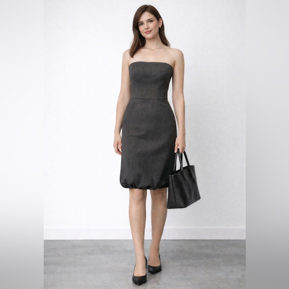 Club Monaco Begonia Strapless Bubble Hem Dress Wool Sz 0 Lined Y2K WhimsyGoth
